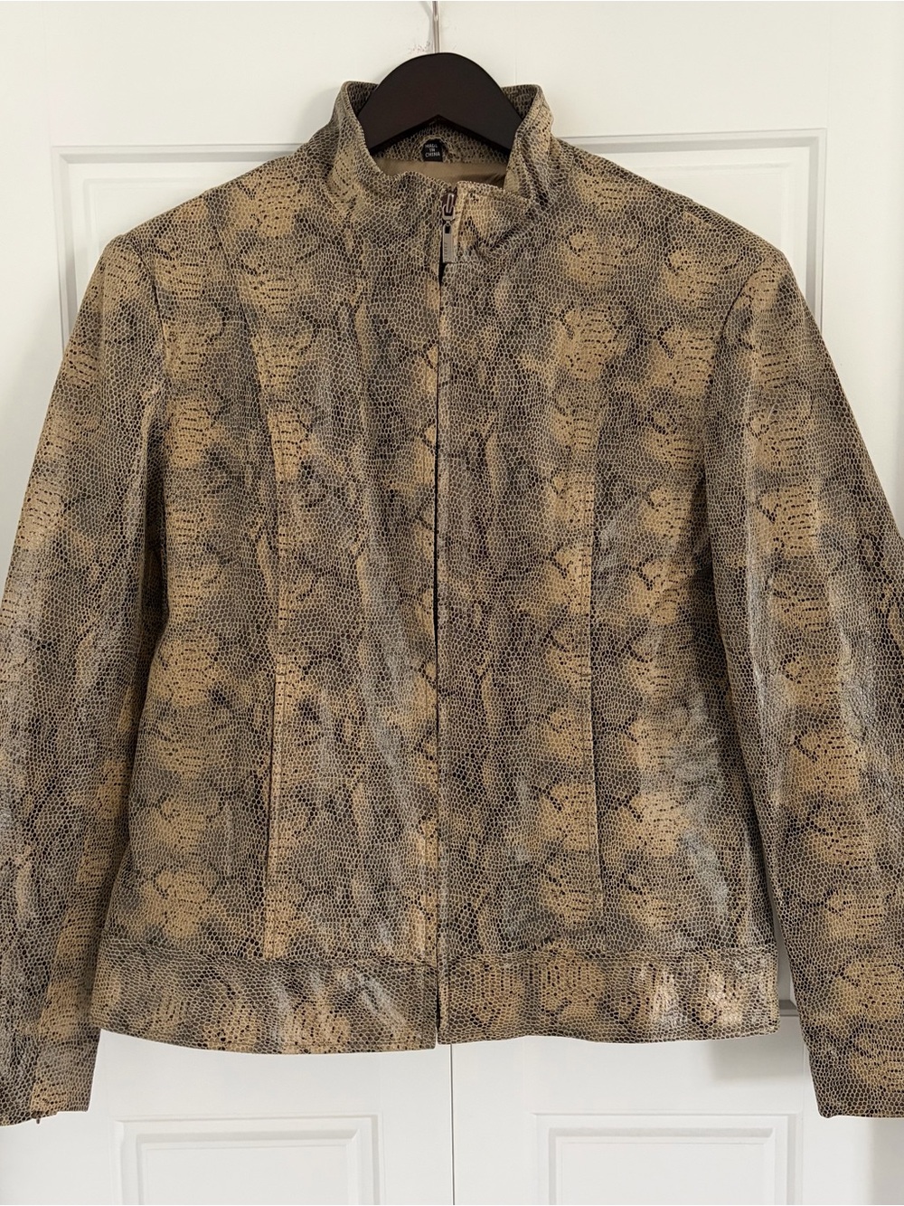 Women’s Snake-Print Zip Jacket - Beige
